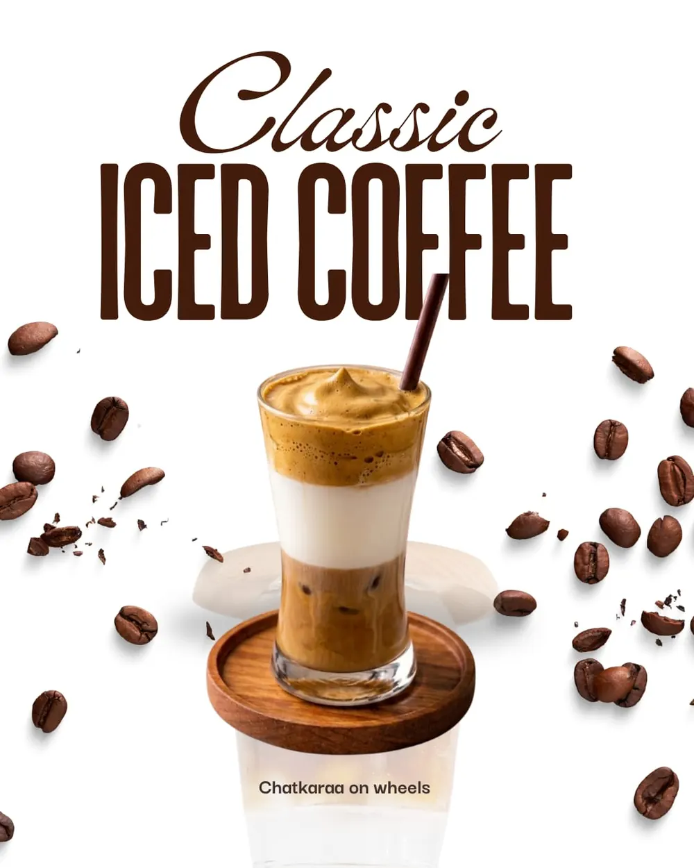 Classic iced coffee with coffee beans